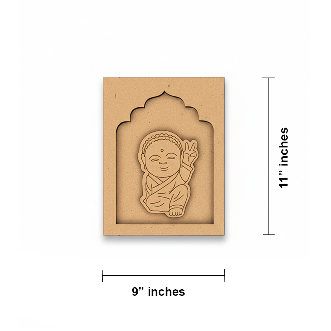 Baby Monk MDF Wall Hanging Base – Unpainted Wooden Craft Décor.