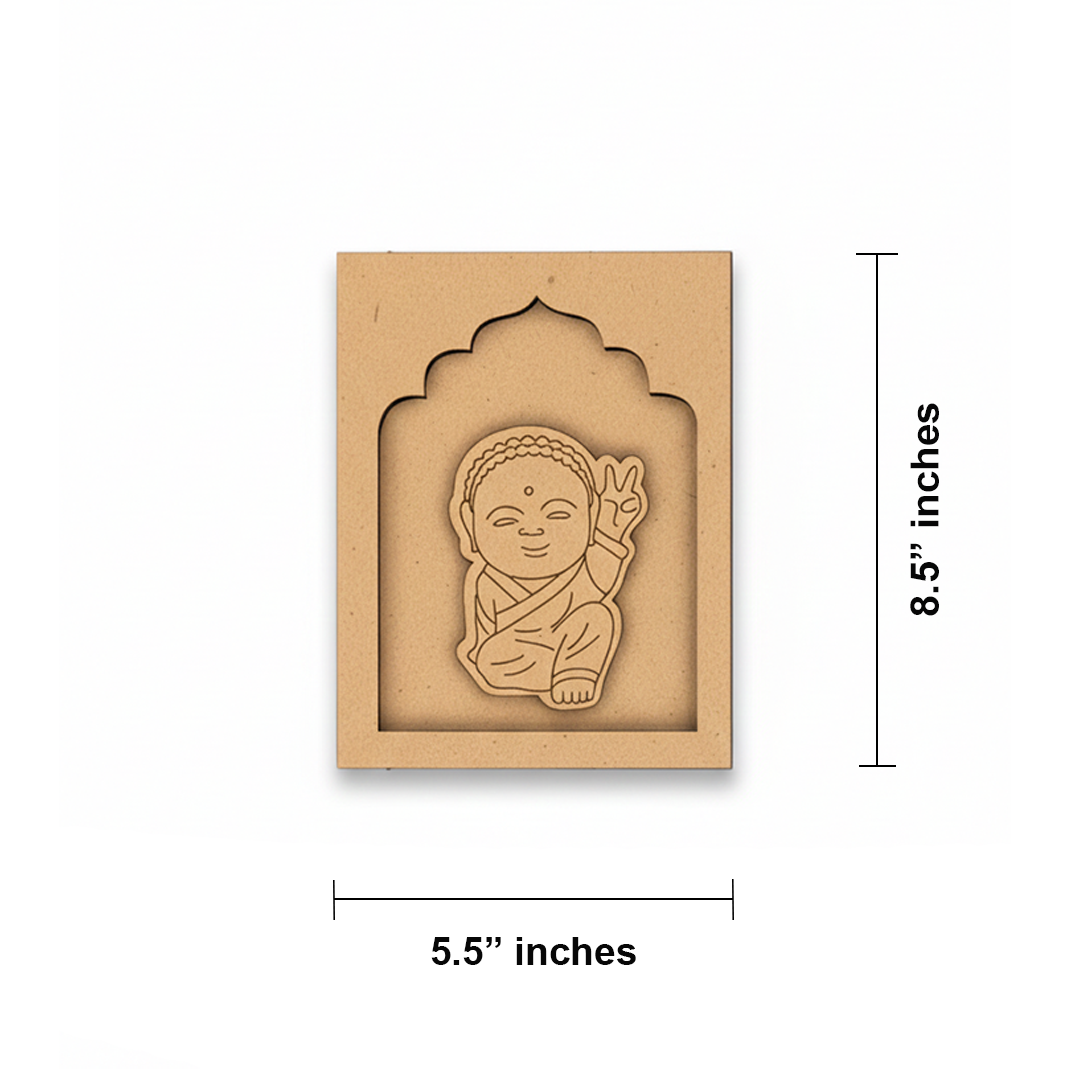 Baby Monk MDF Wall Hanging Base – Unpainted Wooden Craft Décor.