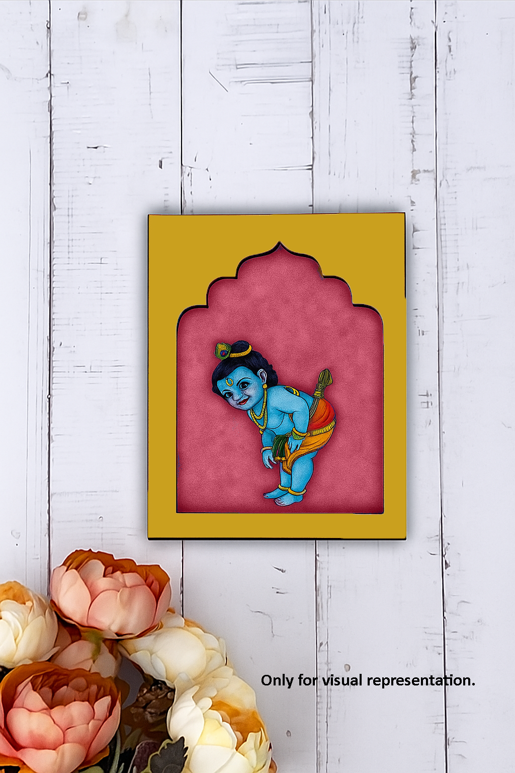 Baby Krishna MDF wall hanging decorative art frame for home décor and gifting