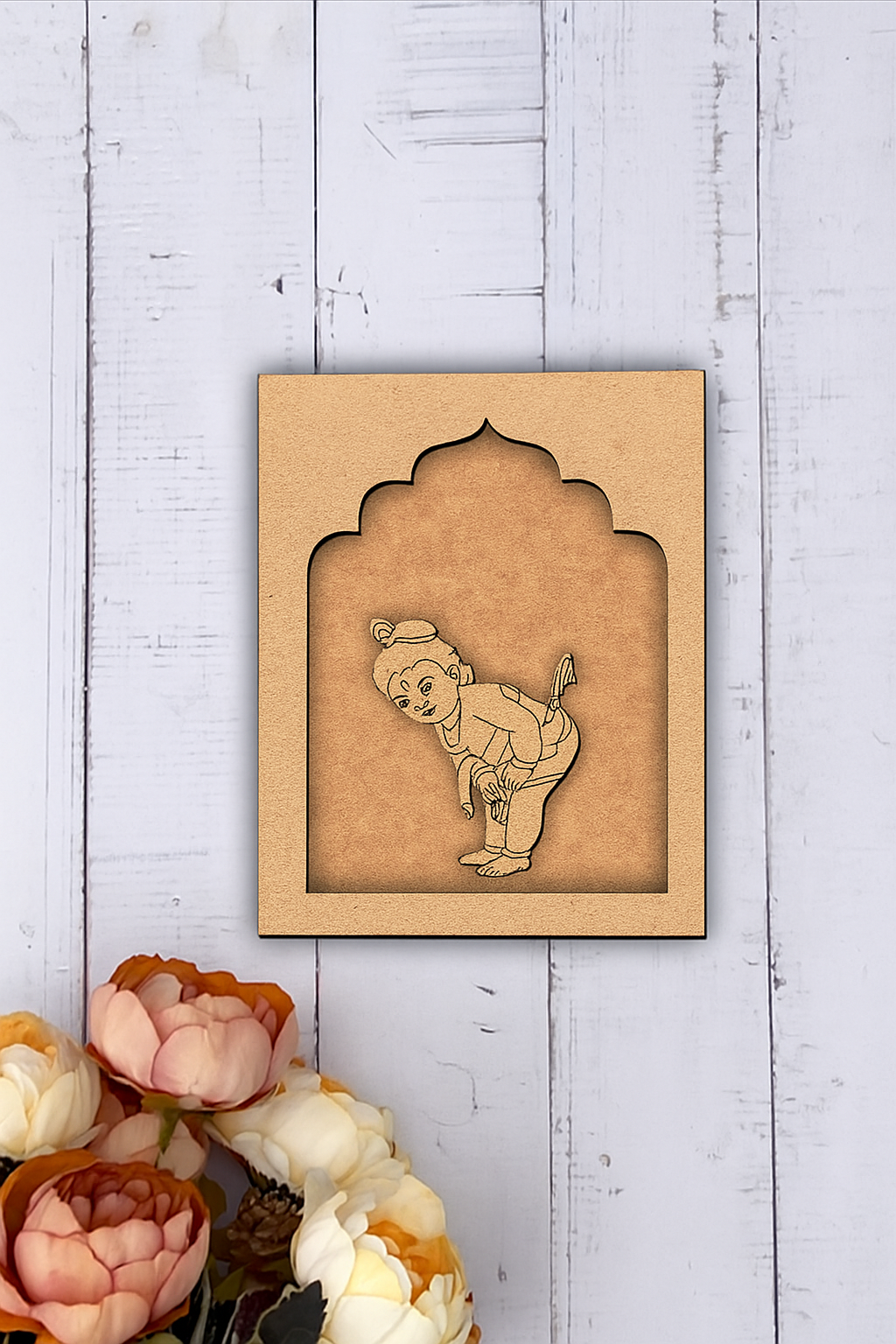 Baby Krishna MDF wall hanging decorative art frame for home décor and gifting unpainted.