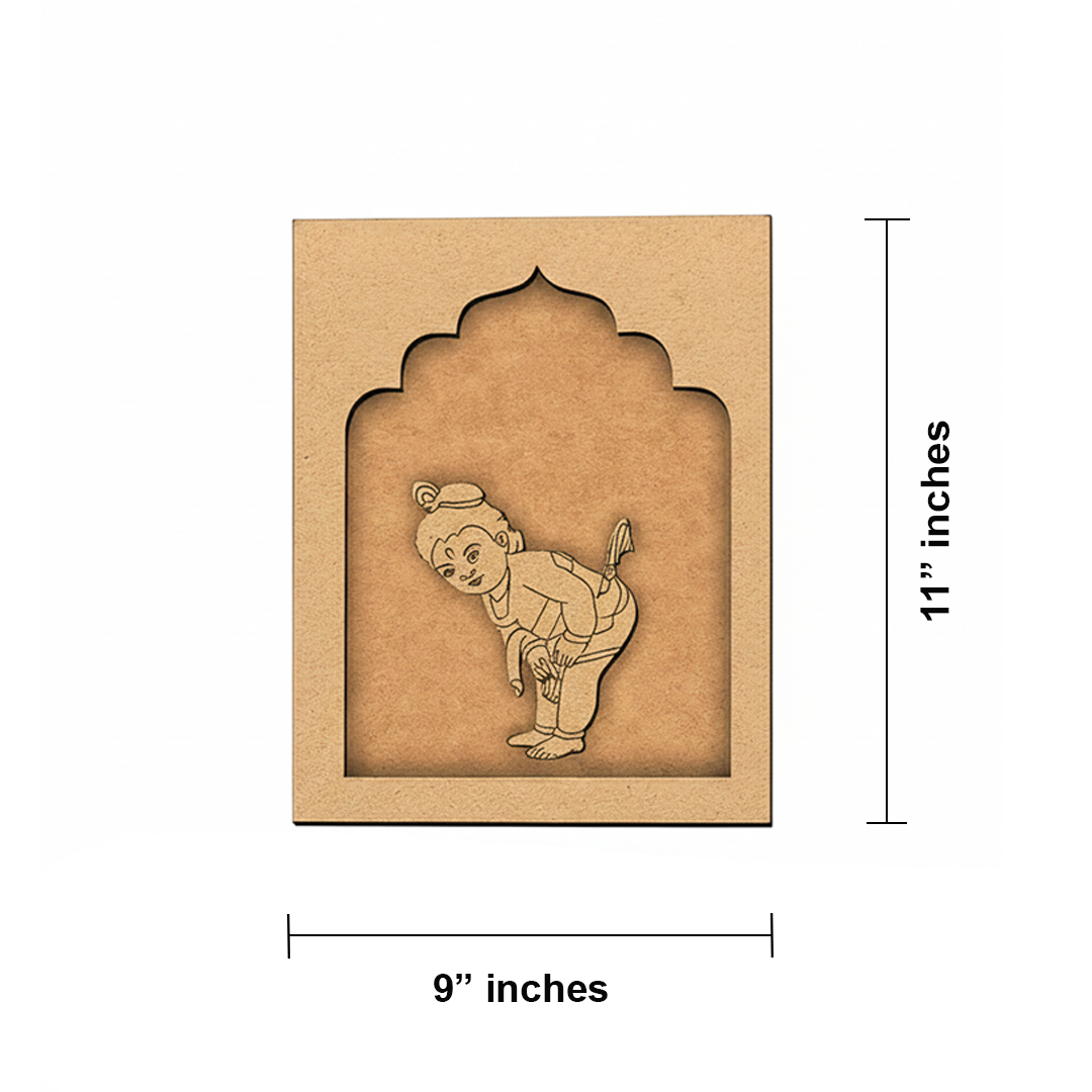 Baby Krishna MDF wall hanging decorative art frame for home décor and gifting unpainted.