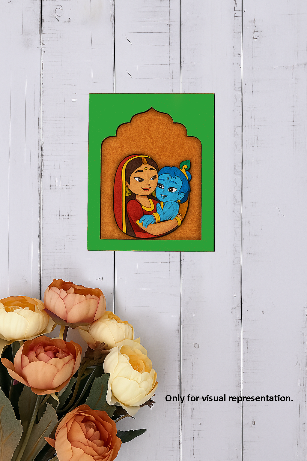 Yashoda with Baby Krishna MDF wall hanging spiritual art frame for home décor