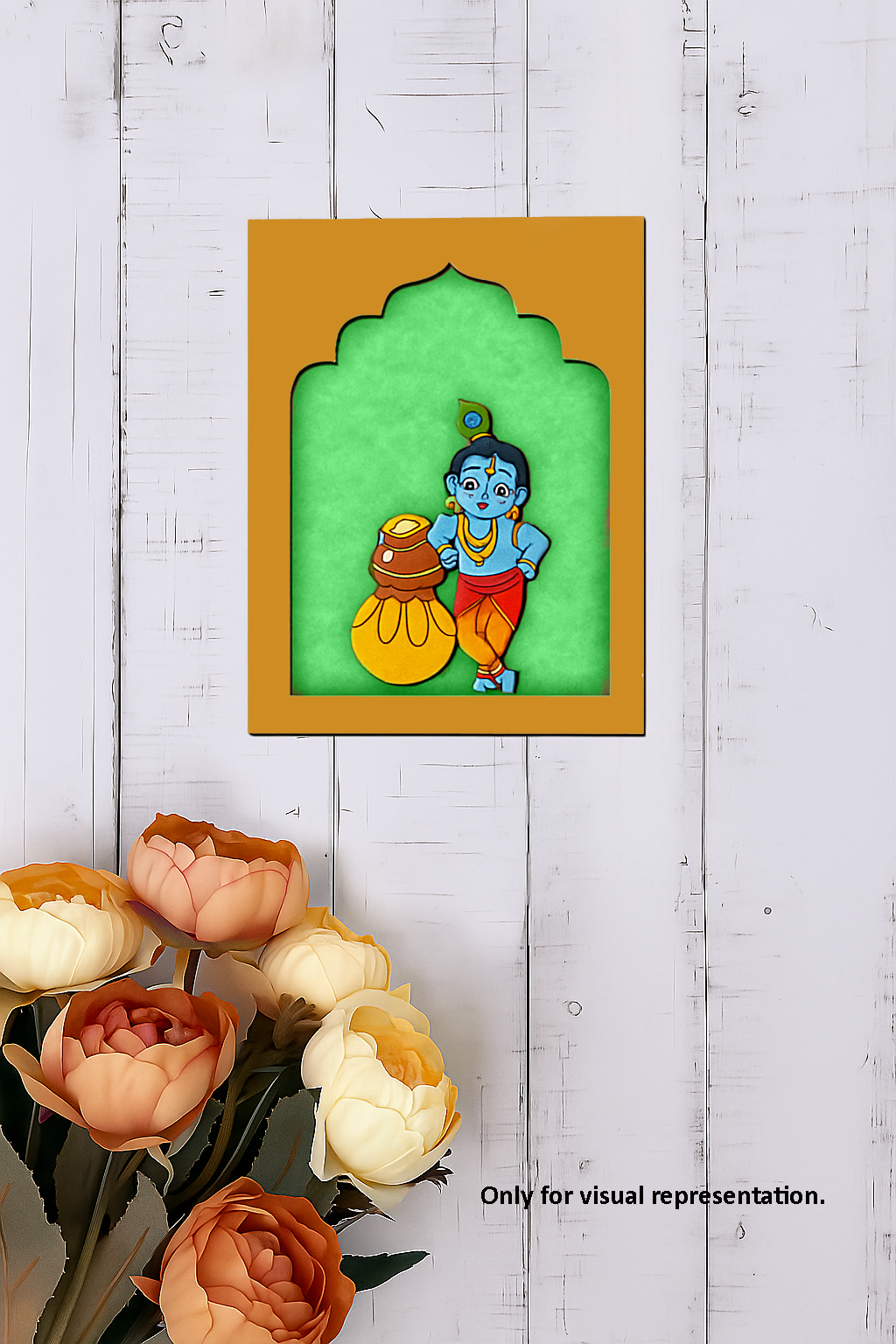 Baby Krishna MDF Wall Hanging for Home Décor and Janmashtami Celebration