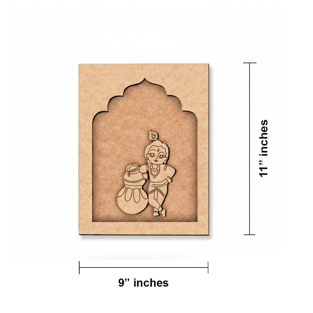 Baby Krishna MDF Wall Hanging for Home Décor and Janmashtami Celebration unpainted.