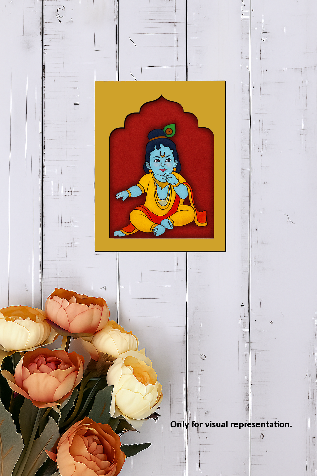Bal Krishna decorative MDF frame with arch backdrop for home décor