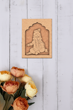Baby Krishna MDF hanging wall art with butter-eating pose.