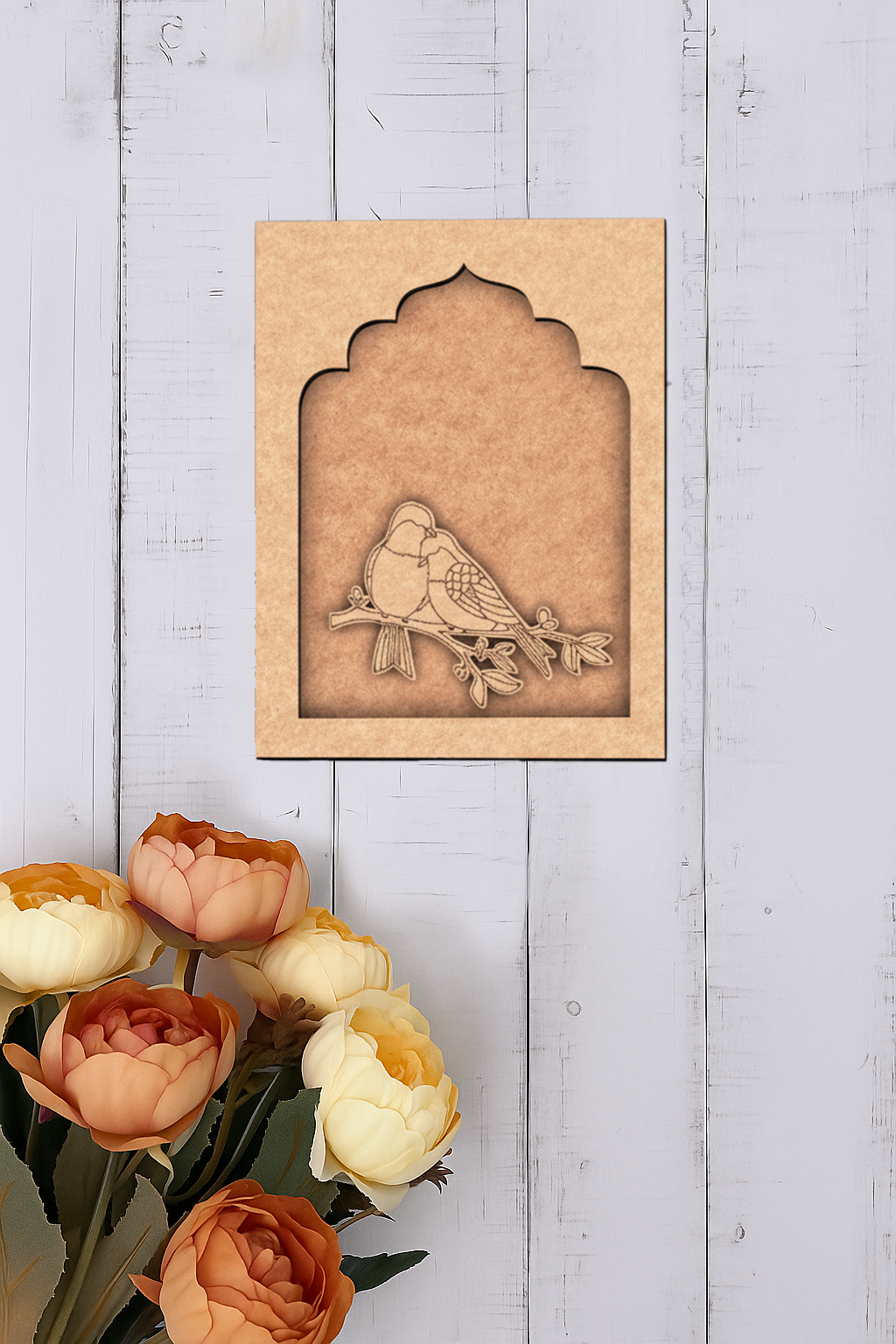 Love Birds MDF wall hanging unfinished frame design.