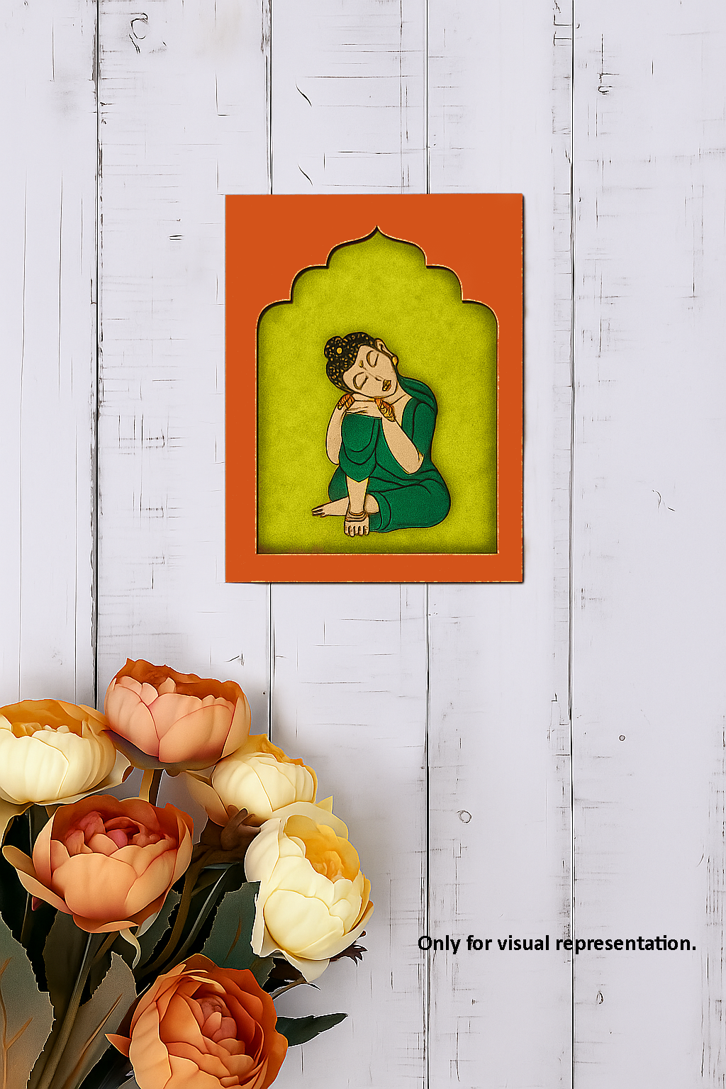 Buddha decorative MDF hanging wall art with arch backdrop for home décor