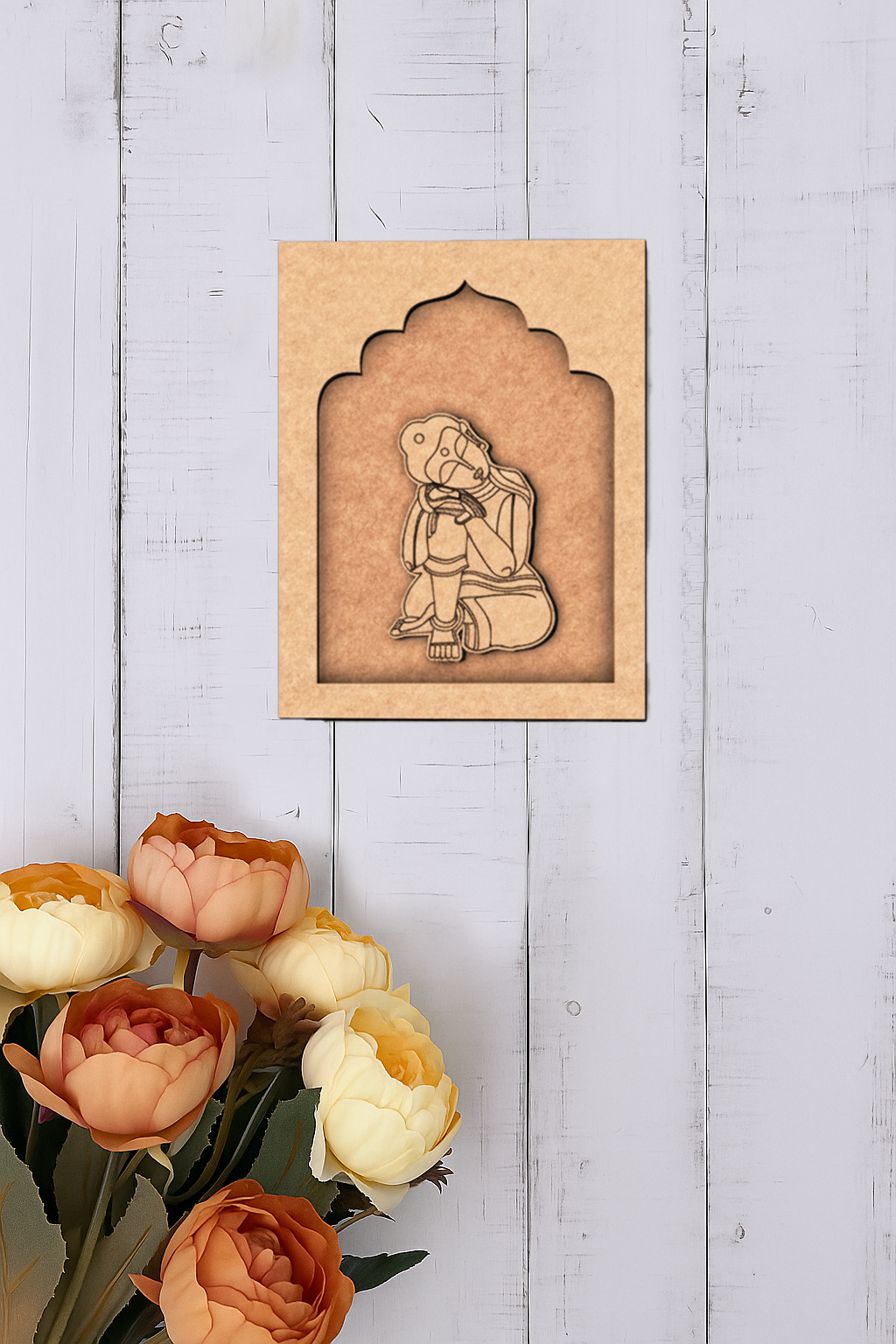 Peaceful Buddha MDF wall art unfinished design frame.