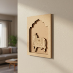 Sacred cow MDF wall art unfinished arch frame design.