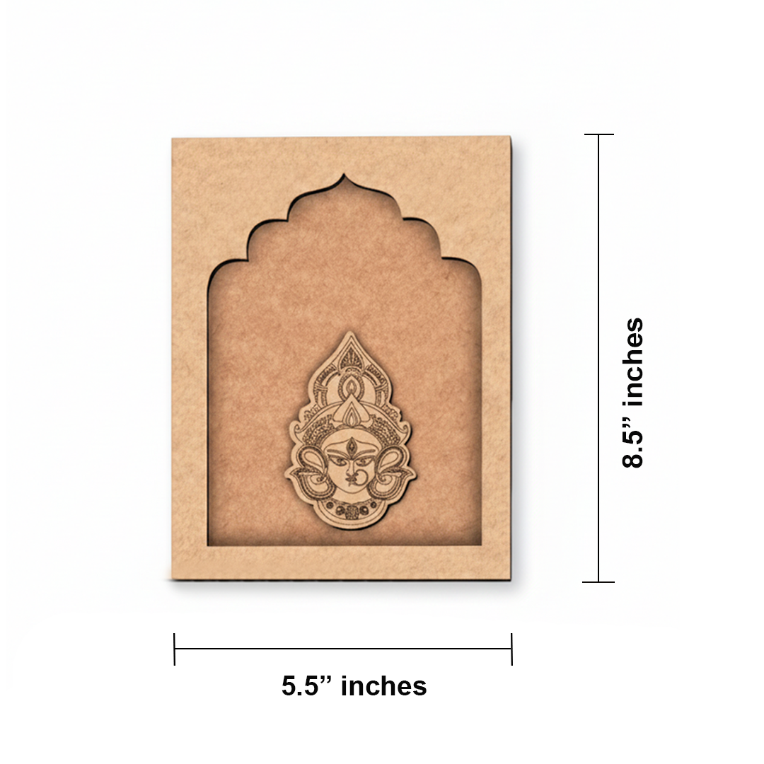 Durga Maa MDF wall art unfinished arch frame design.