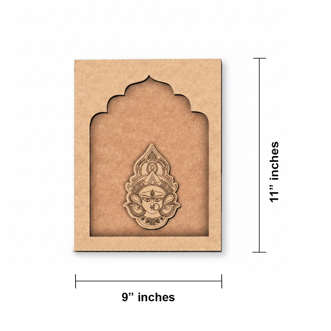 Durga Maa MDF wall art unfinished arch frame design.