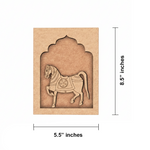 Colorful horse decorative MDF wall hanging with arch backdrop.