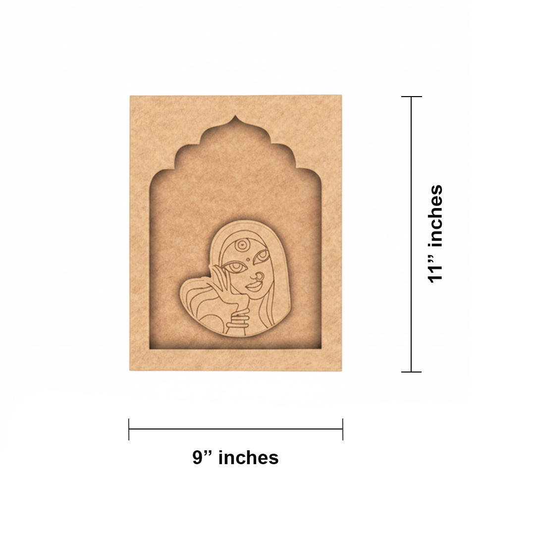 Traditional lady MDF wall art unfinished arch design.