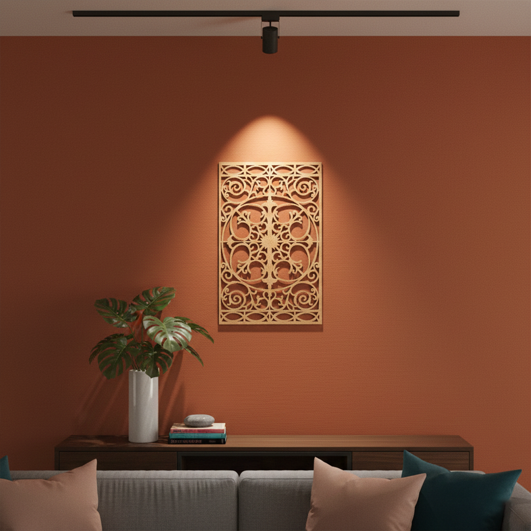 MDF Decorative Jali Panel Design Cutout DIY Craft Wall Board for painting, mounted on wall
