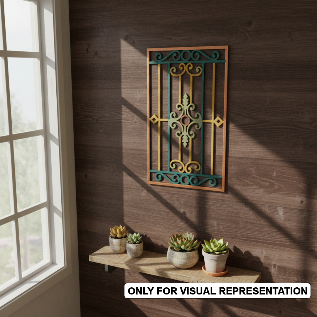 Painted MDF Classic Grill Panel Design Cutout DIY Craft Wall Decor Art, mounted on wall