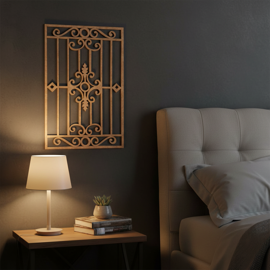 MDF Classic Grill Panel Design Cutout DIY Craft Wall Decor Art for painting, mounted on wall