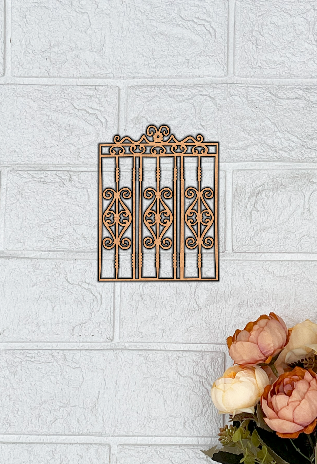 MDF Ornate Grill Panel Design Cutout DIY Wall Decor Art Plus for painting mounted on wall