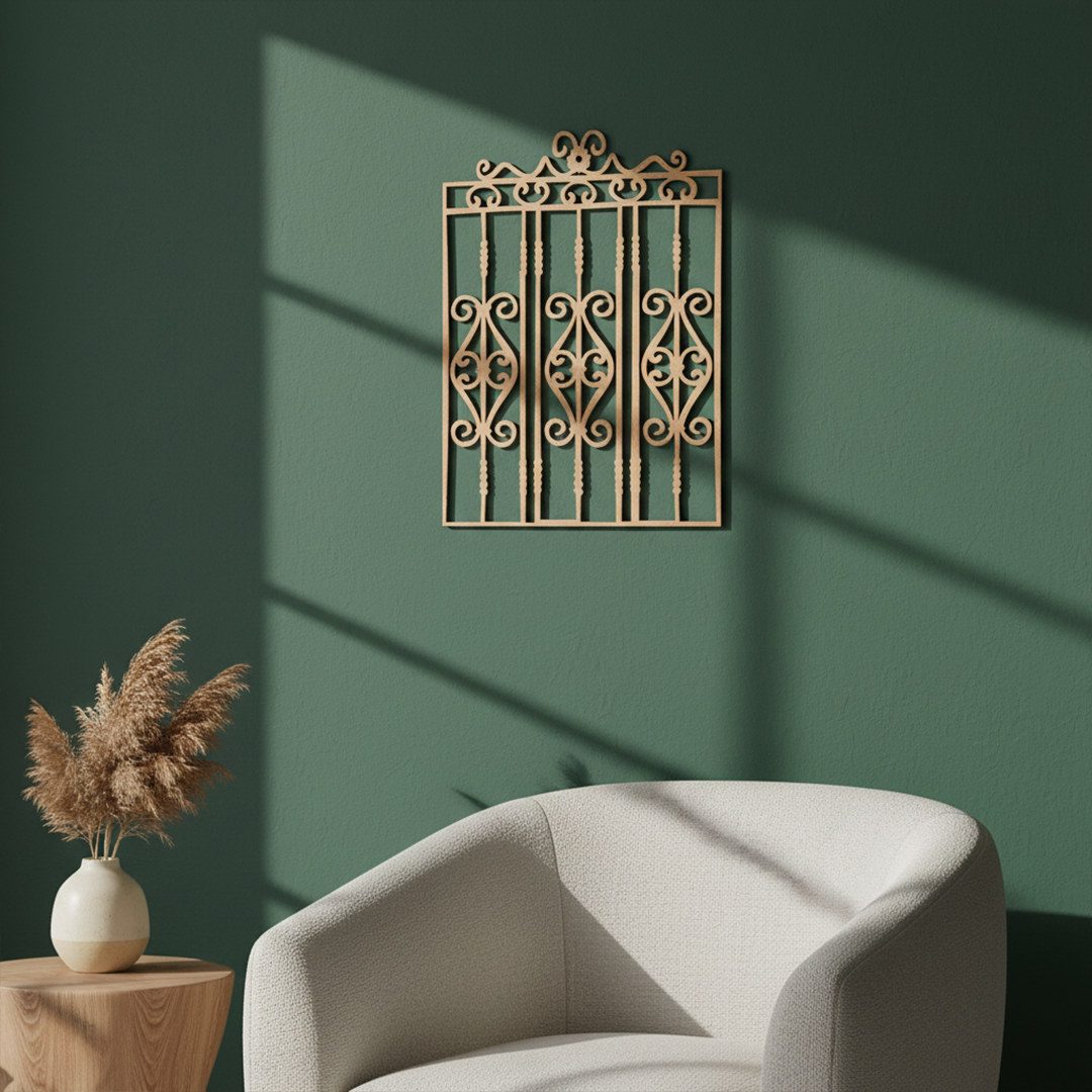 MDF Ornate Grill Panel Design Cutout DIY Wall Decor Art Plus for painting mounted on wall