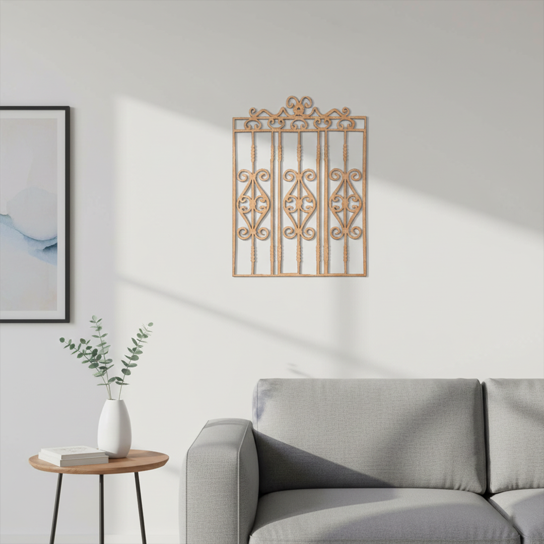 MDF Ornate Grill Panel Design Cutout DIY Wall Decor Art Plus for painting mounted on wall
