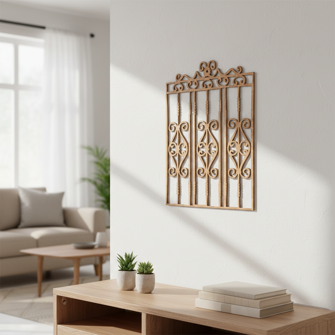 MDF Ornate Grill Panel Design Cutout DIY Wall Decor Art Plus for painting mounted on wall