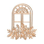 MDF Floral Window Frame Design Cutout DIY Wall Decor Art Pro for painting and decoration