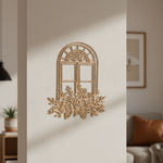 MDF Floral Window Frame Design Cutout DIY Wall Decor Art Pro for painting and decoration mounted on wall