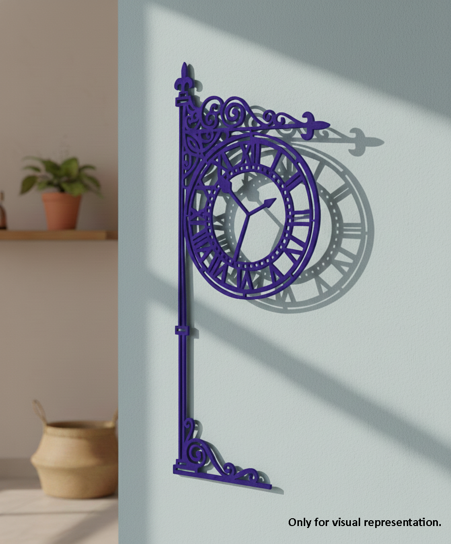 MDF Vintage Street Clock Design Cutout DIY Wall Decor Art XL for painting and decoration, mounted on wall