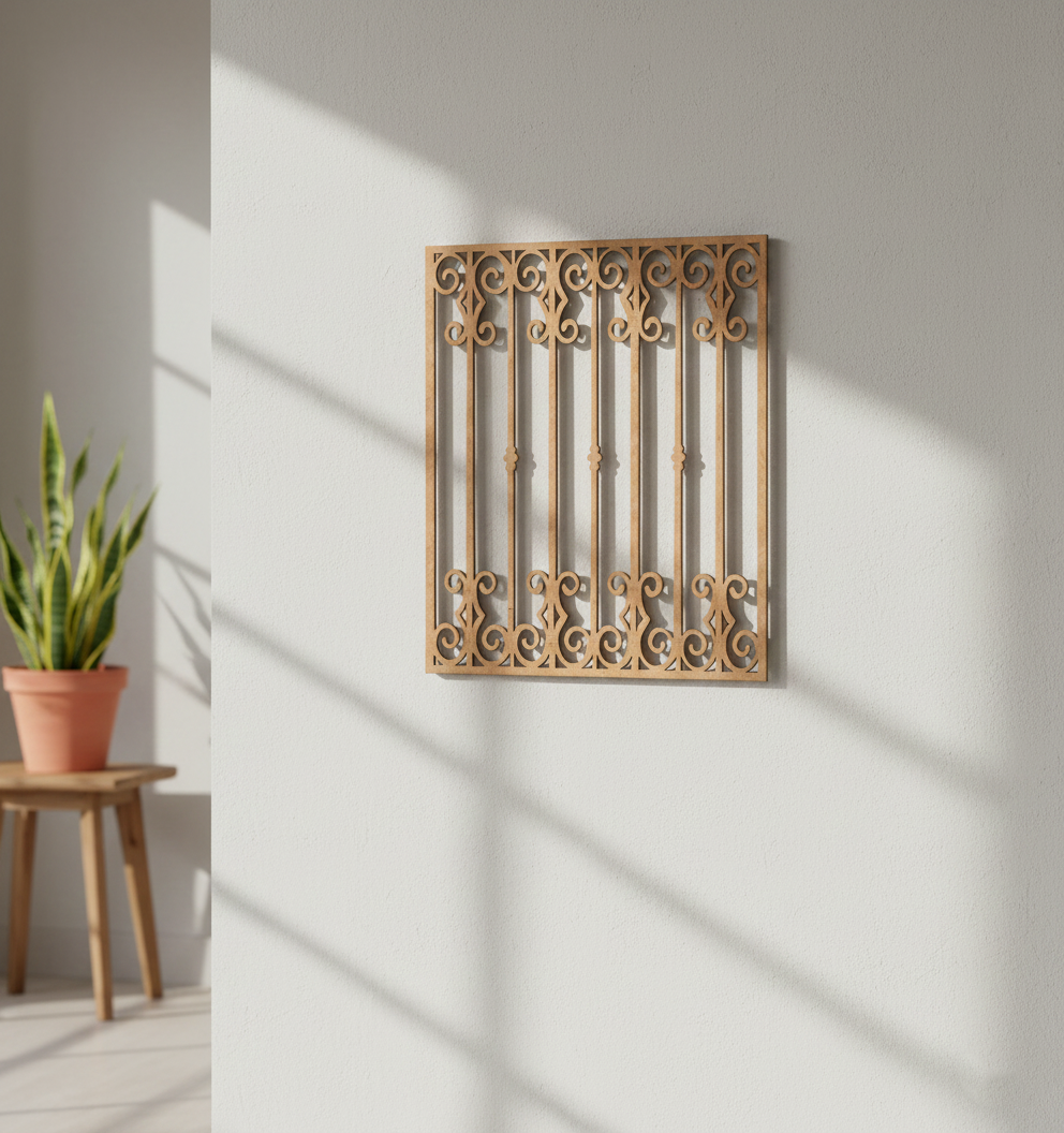 MDF Elegant Grill Panel Design Cutout DIY Wall Decor Art XXL for painting and decoration hanging on wall