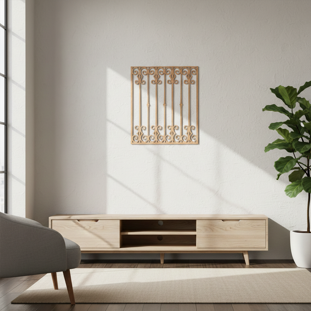 MDF Elegant Grill Panel Design Cutout DIY Wall Decor Art XXL for painting and decoration hanging on wall