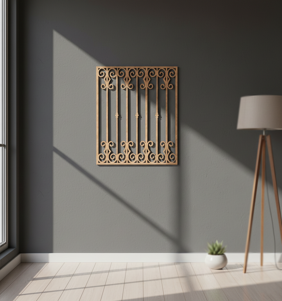 MDF Elegant Grill Panel Design Cutout DIY Wall Decor Art XXL for painting and decoration hanging on wall