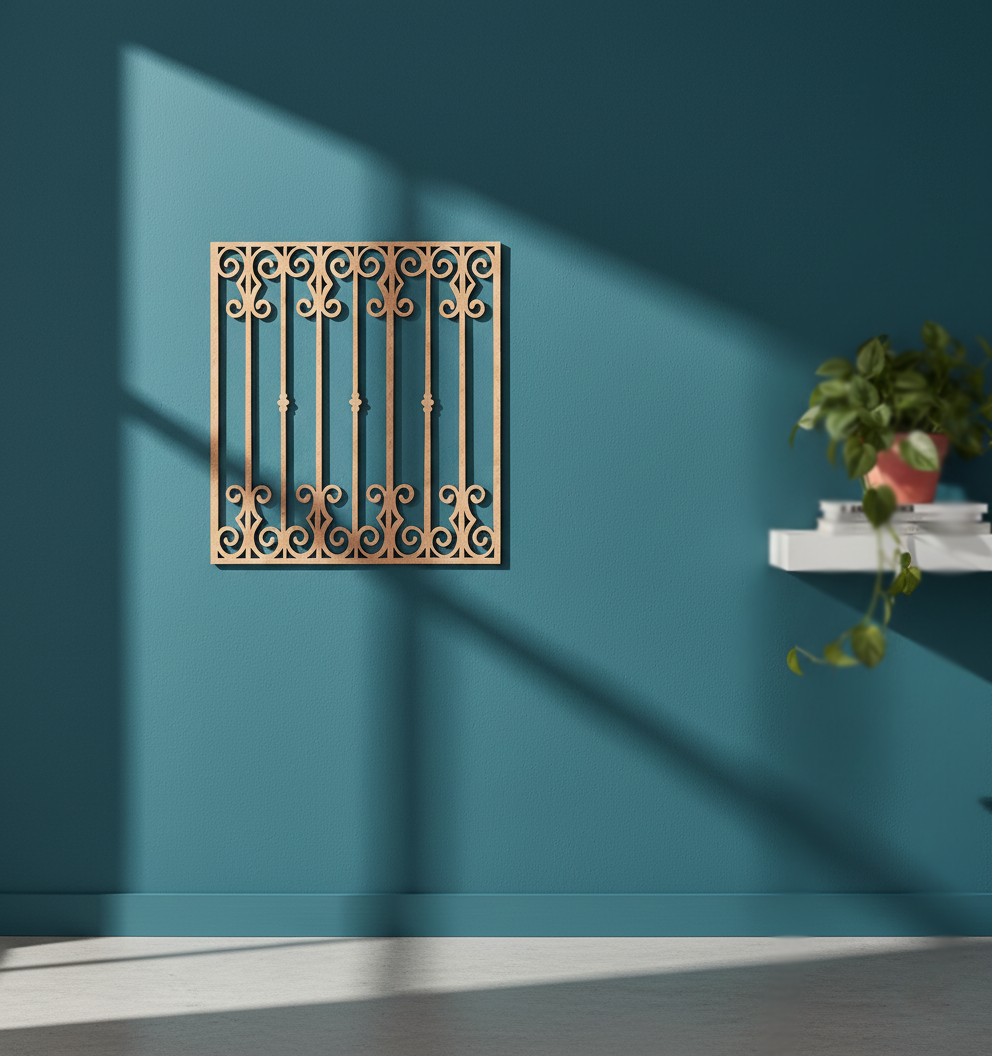 MDF Elegant Grill Panel Design Cutout DIY Wall Decor Art XXL for painting and decoration hanging on wall
