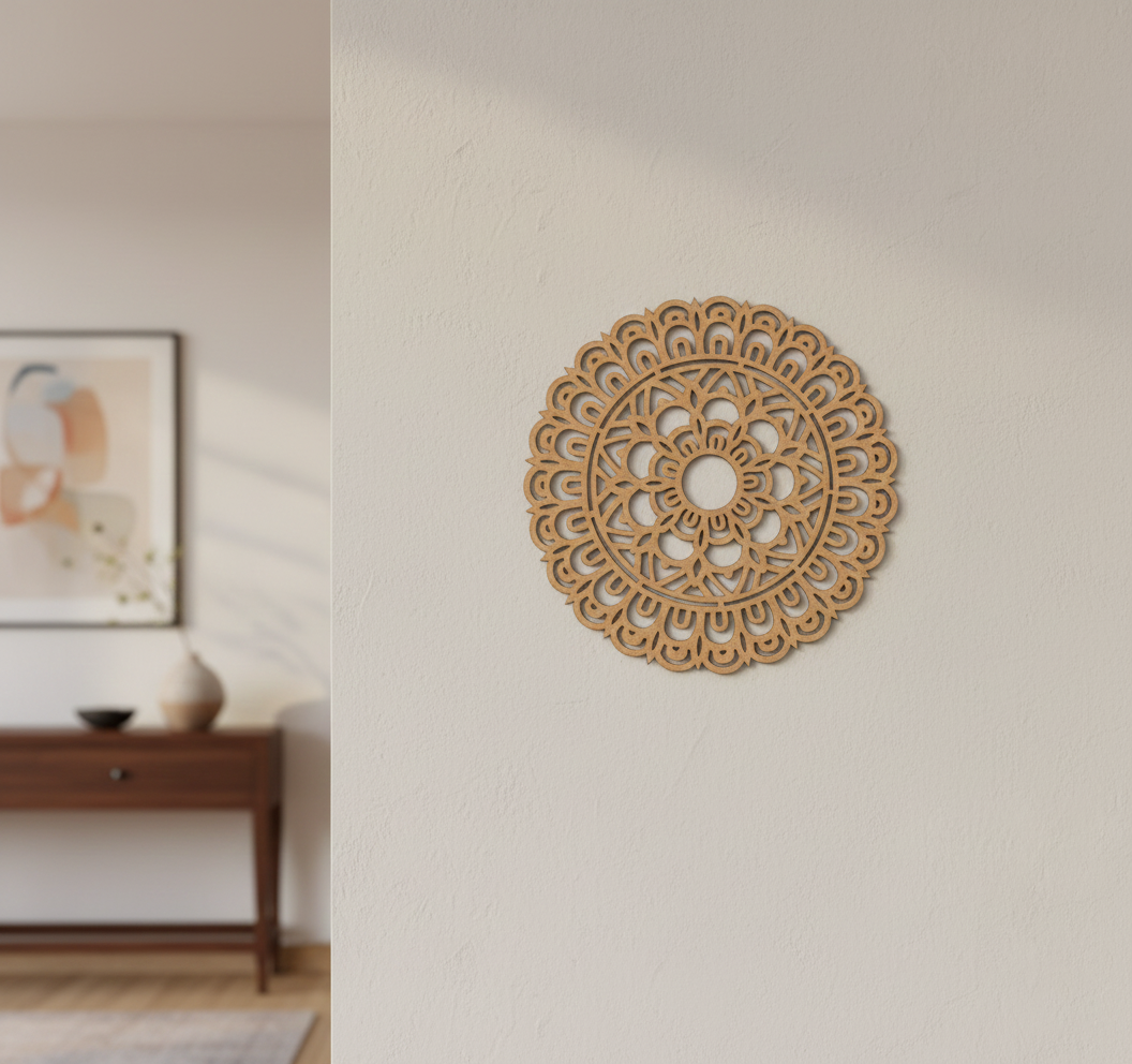 MDF Mandala Round Panel Design Cutout DIY Wall Decor Art XL for painting and decoration mounted on wall