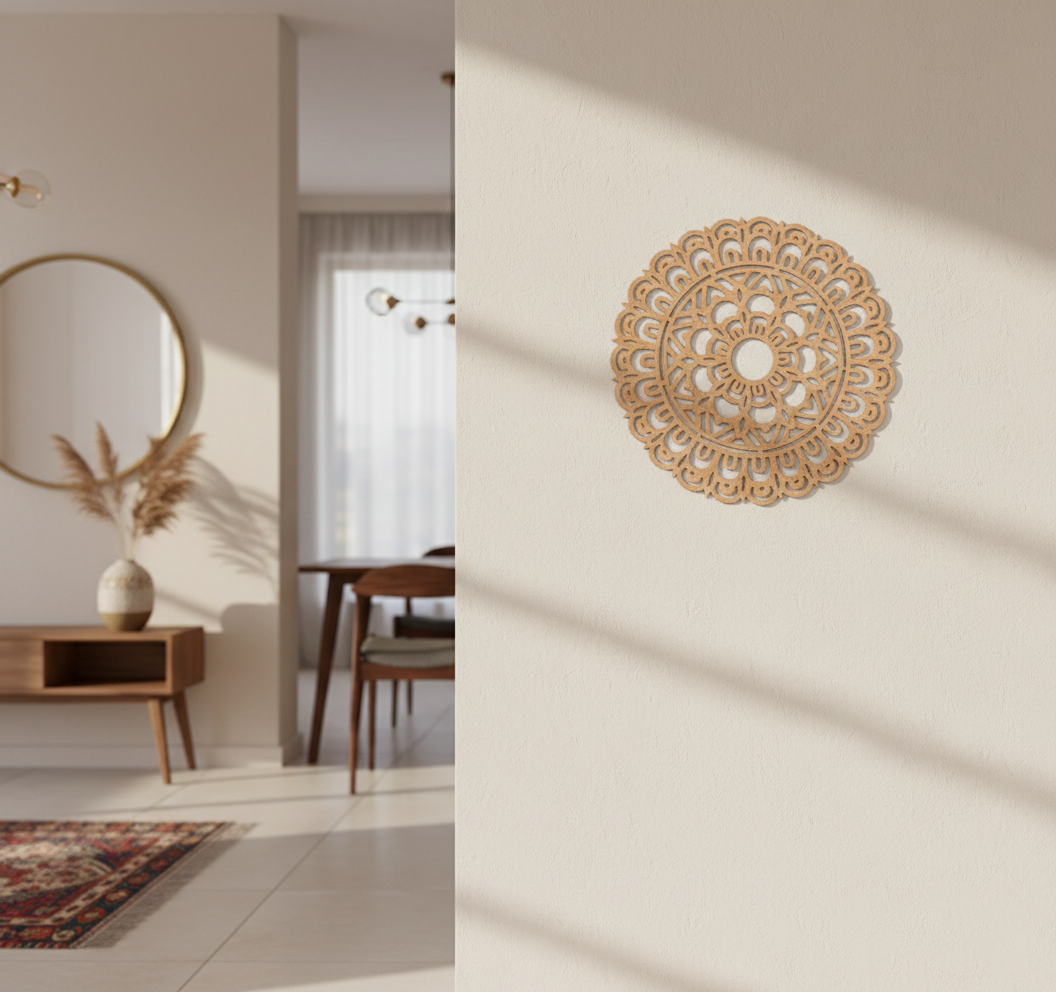 MDF Mandala Round Panel Design Cutout DIY Wall Decor Art XL for painting and decoration mounted on wall