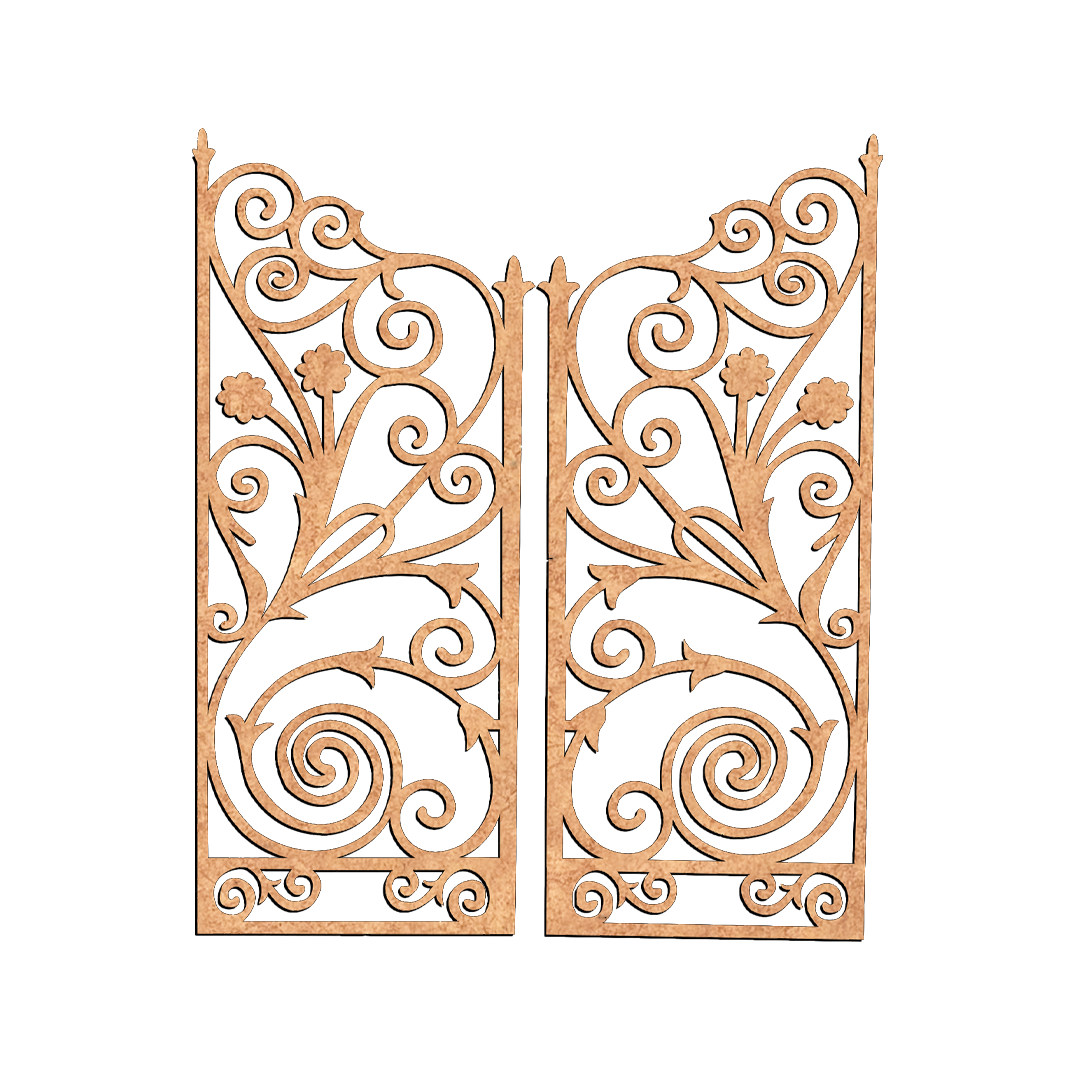 MDF Floral Twin Panel Design Cutout DIY Wall Decor Art Board for painting and decoration