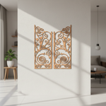 MDF Floral Twin Panel Design Cutout DIY Wall Decor Art Board for painting and decoration mounted on wall