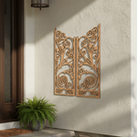 MDF Floral Twin Panel Design Cutout DIY Wall Decor Art Board for painting and decoration mounted on wall