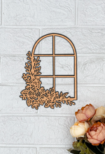 MDF Floral Window Frame Design Cutout DIY Wall Decor Art XL! for painting and decoration mounted on wall