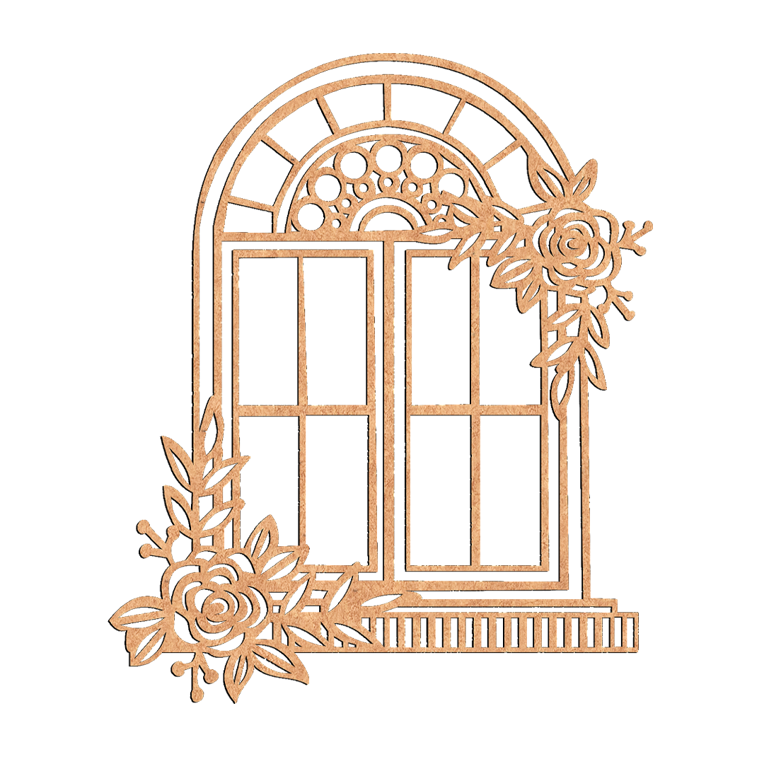 MDF Floral Arch Window Frame Cutout DIY Wall Decor Art Panel for painting and decoration