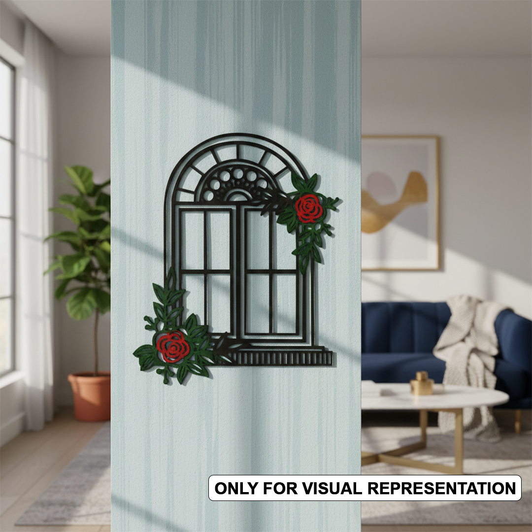 Painted MDF Floral Arch Window Frame Cutout DIY Wall Decor Art Panel for  decoration mounted on pillar