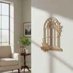 MDF Floral Arch Window Frame Cutout DIY Wall Decor Art Panel for painting and decoration mounted on wall