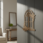 MDF Floral Arch Window Frame Cutout DIY Wall Decor Art Panel for painting and decoration mounted on wall