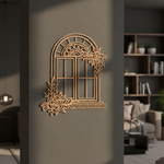 MDF Floral Arch Window Frame Cutout DIY Wall Decor Art Panel for painting and decoration mounted on wall