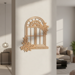 MDF Floral Arch Window Frame Cutout DIY Wall Decor Art Panel for painting and decoration mounted on pillar