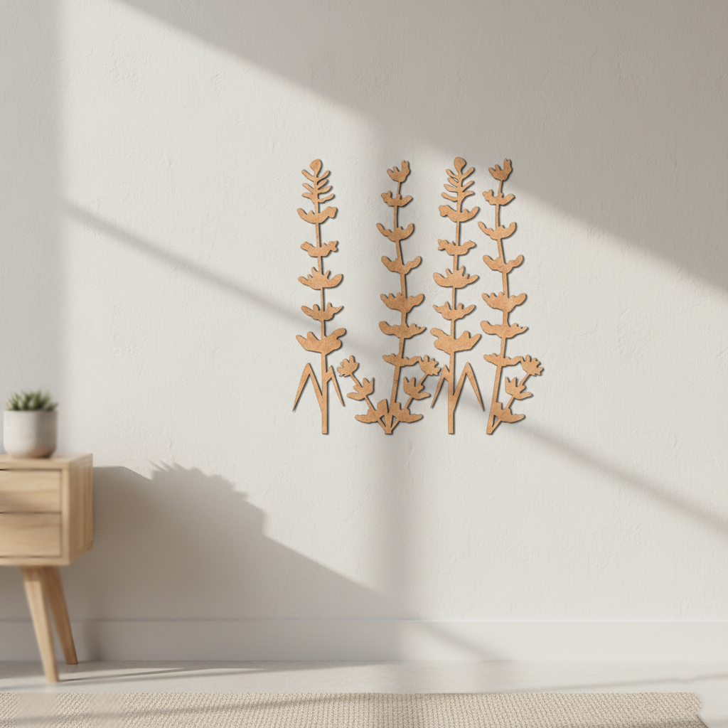 MDF Floral Stem Cutouts Set for DIY Wall Decor Craft Art XL! for painting and craft mounted on wall