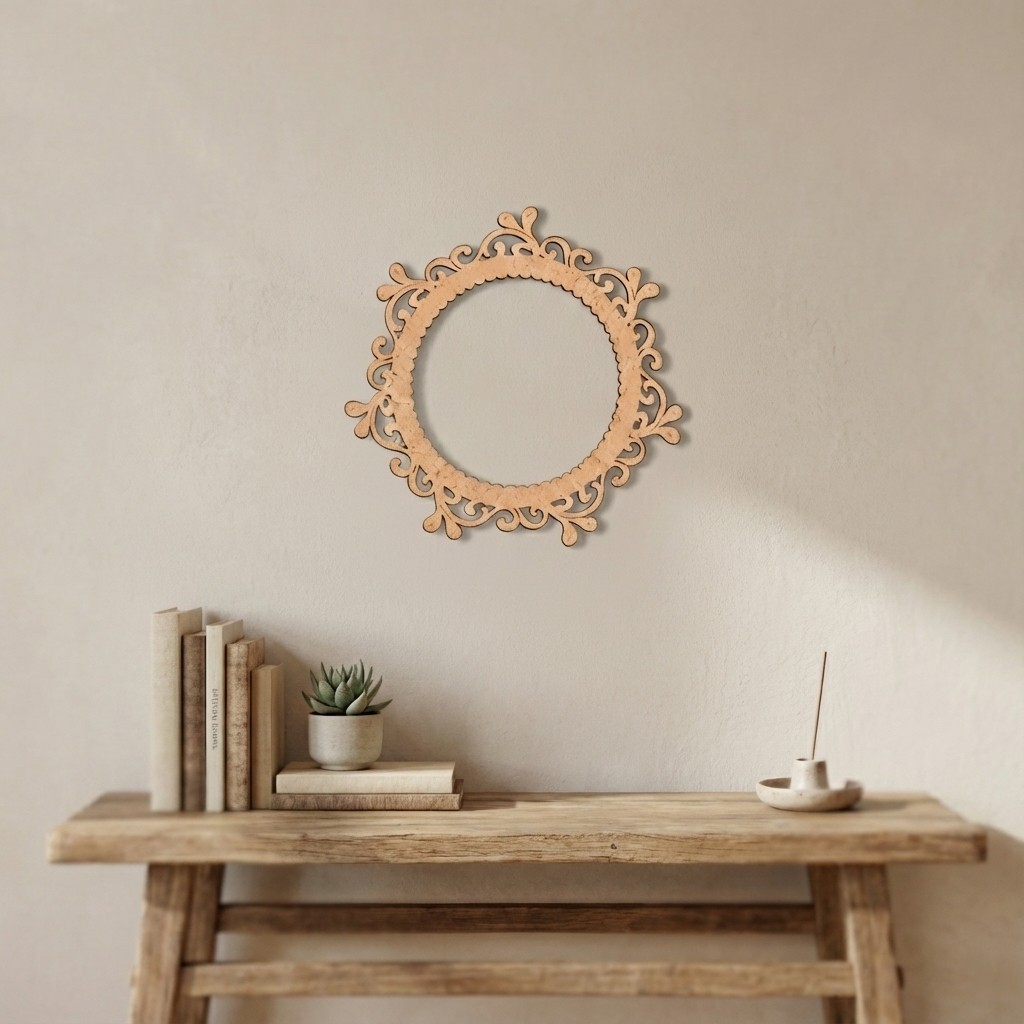 MDF Ornate Round Frame Cutout DIY Wall Decor Craft Art XL! for painting and decor mounted on wall