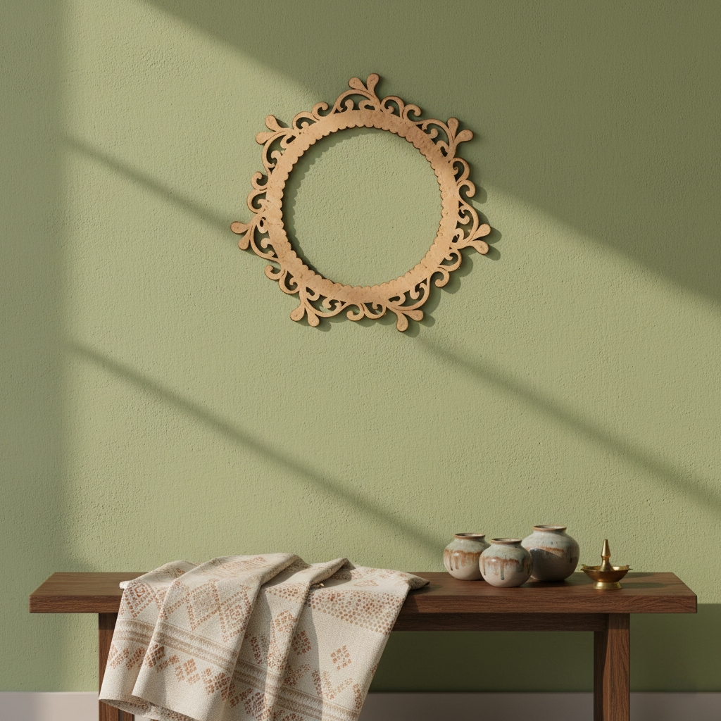 MDF Ornate Round Frame Cutout DIY Wall Decor Craft Art XL! for painting and decor mounted on wall