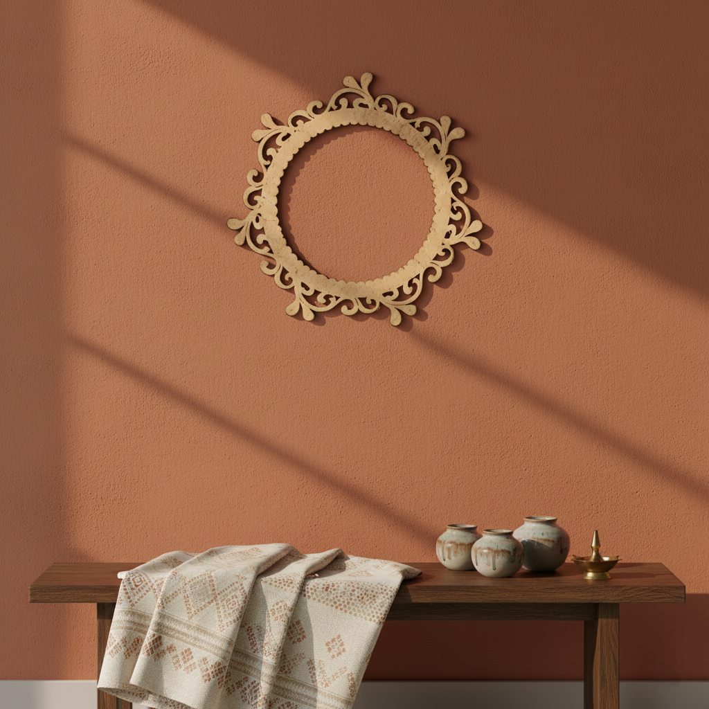 MDF Ornate Round Frame Cutout DIY Wall Decor Craft Art XL! for painting and decor mounted on wall