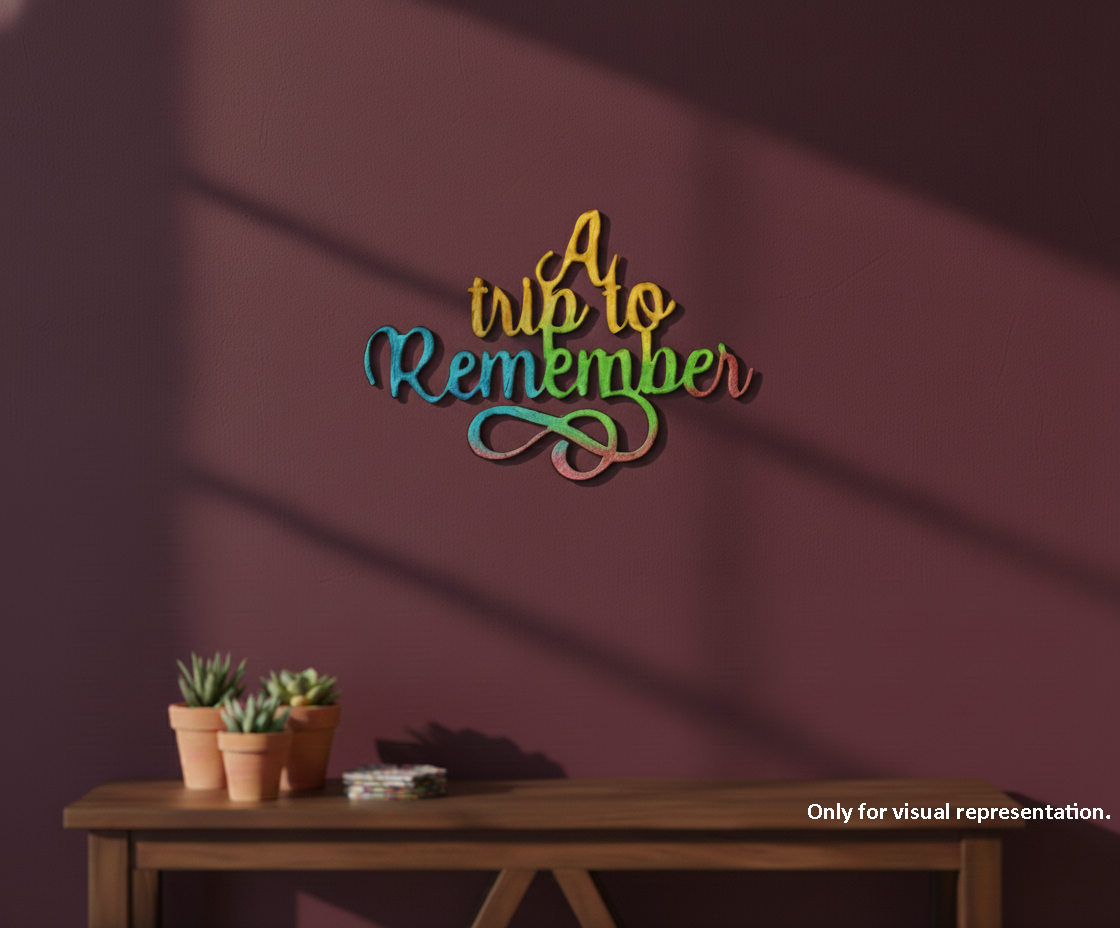 Painted MDF A Trip to Remember Quote Cutout DIY Wall Decor mounted on wall