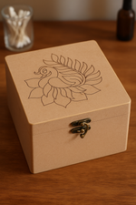 MDF lock box with peacock engraving and metal latch 